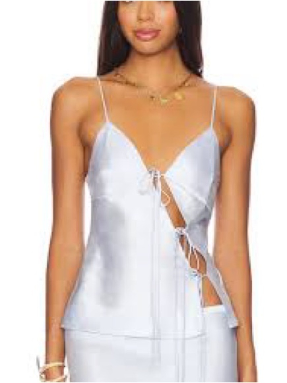 Lioness blue satin tie top - Small